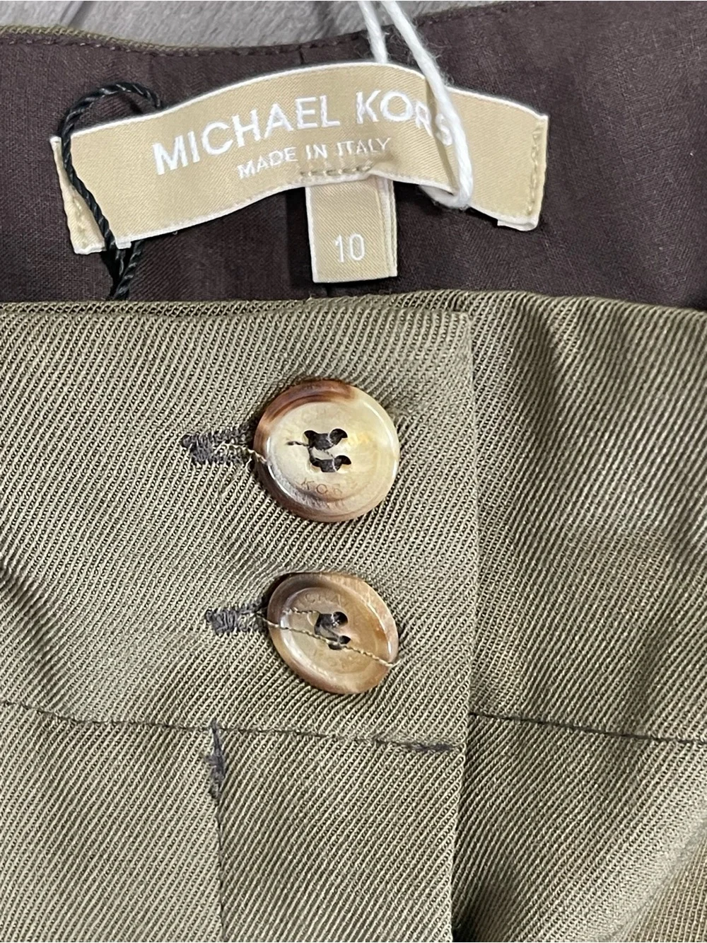 Michael Kors Olive Green Pleated Trousers. 10